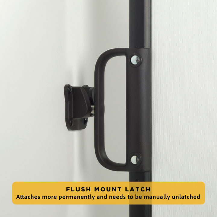 Flush Mount Latch - Attaches more permanently and needs to be manually unlatched
